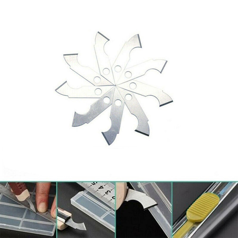 Silver Alloy Steel Hook Blade for Plastic Cutting 10Pcs Replacement Pack
