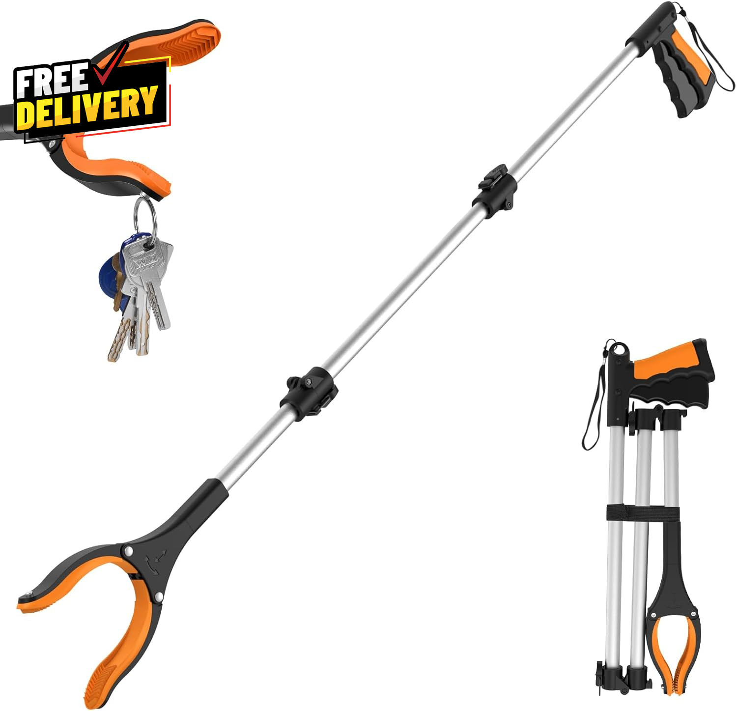 43" Extra Long Grabber Tool Foldable Grabbers for Elderly Grab It Reaching Tool
