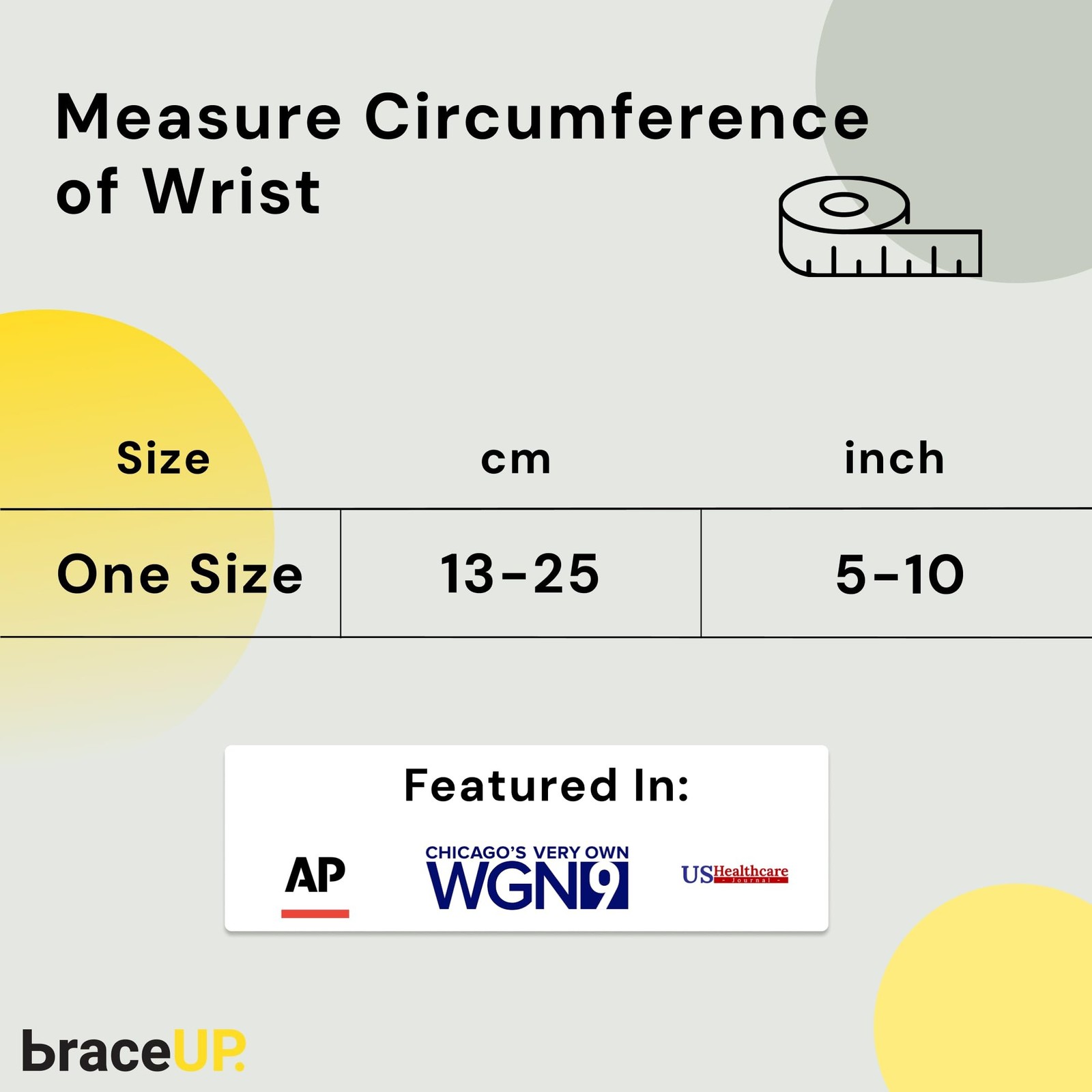 BraceUP Wrist Compression Brace - Wrist Wrap, Wrist Bands, Support for Tendon...