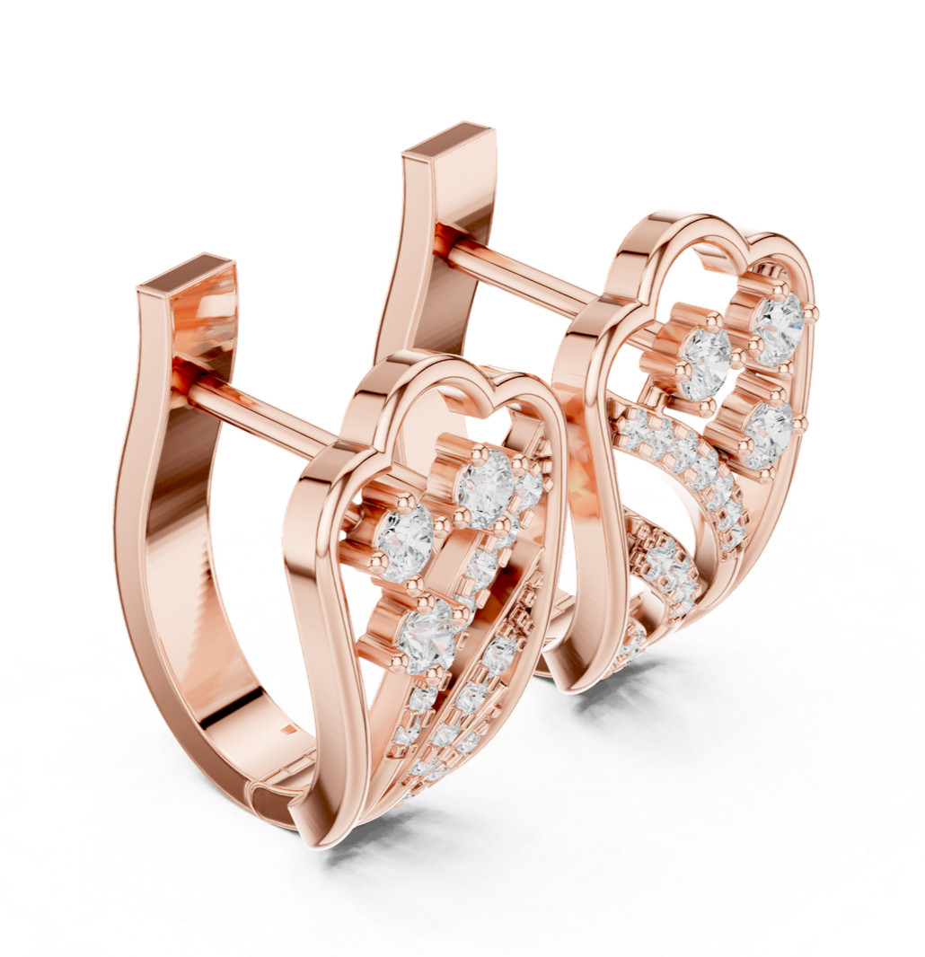 Certified Natural 34 Pc Diamond Women's Anniversary Hoop Earrings 14K Gold Over