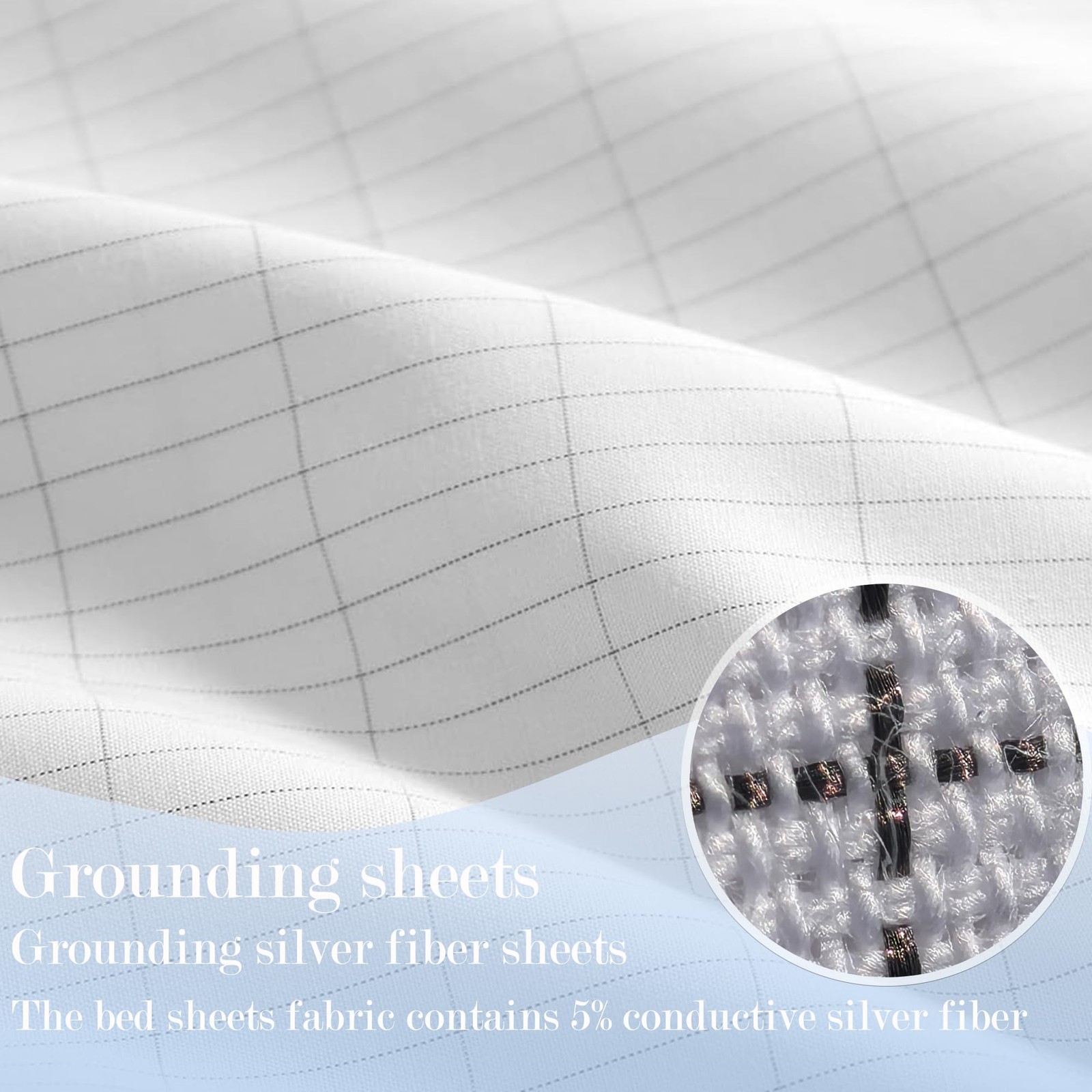 Grounding Sheets California King Size Soft Cotton Silver Fiber 15'' Deep