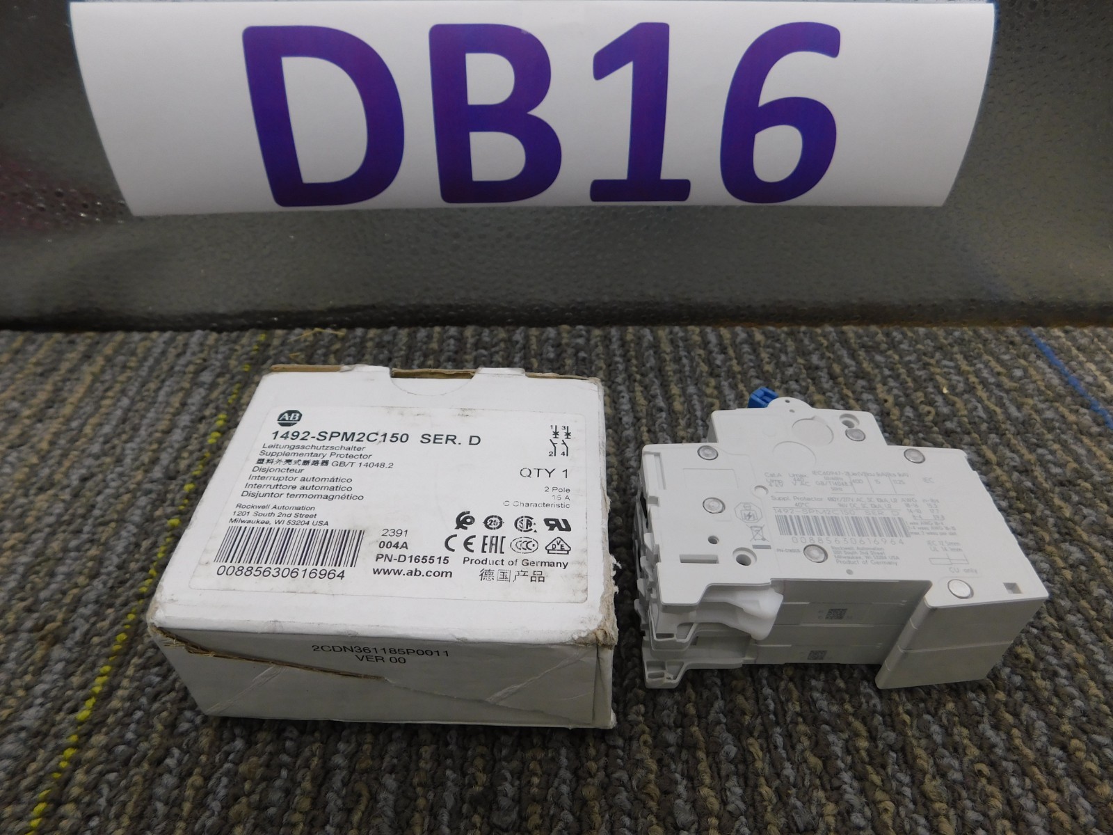 NEW Allen Bradley 1492-SPM1C150 Ser D Supplementary Protector 15A