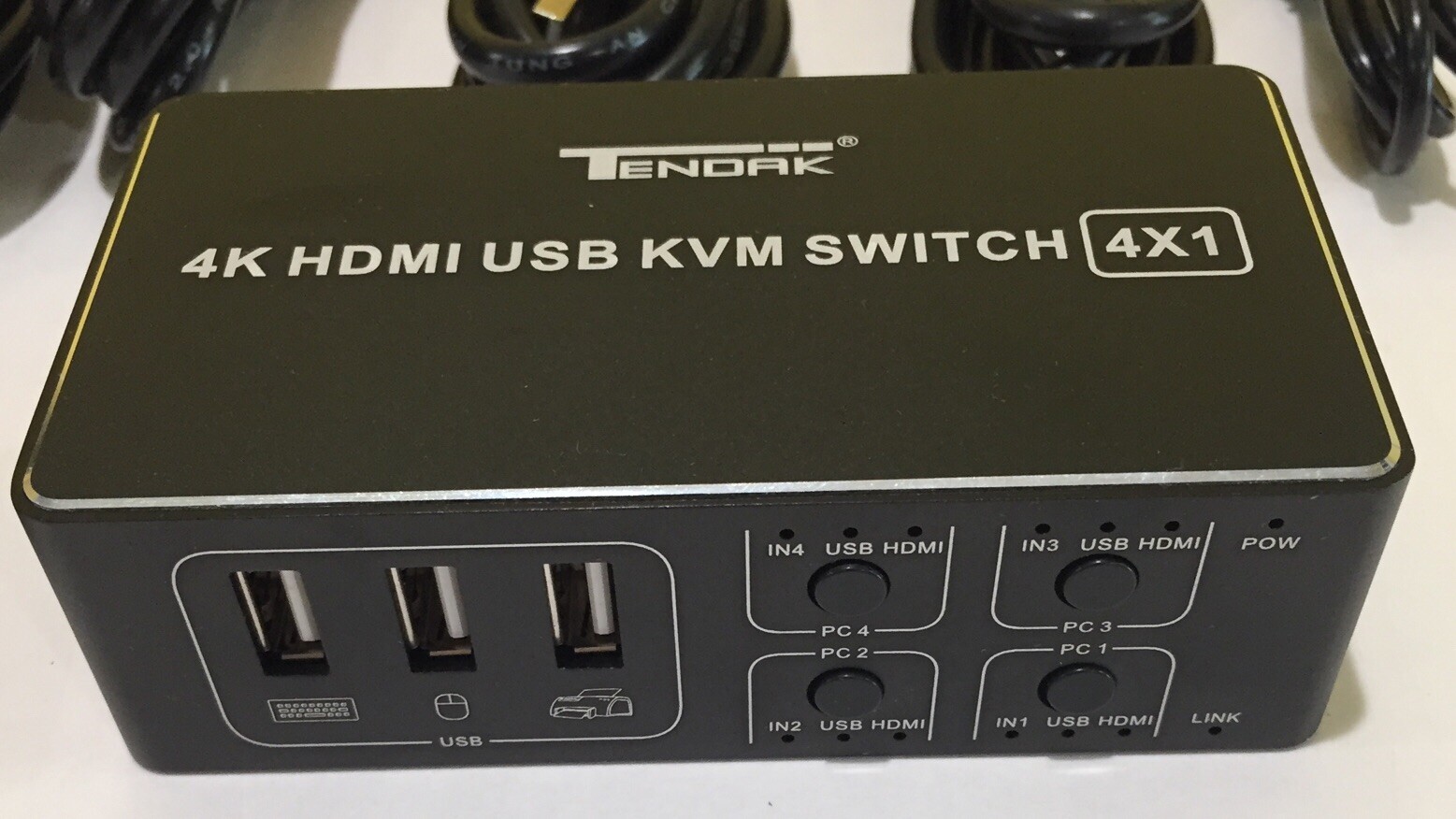 HDMI KVM Switch, Tendak 4K 4 in 1 Out KVM Switch Box Keyboard Mouse Printer Swit