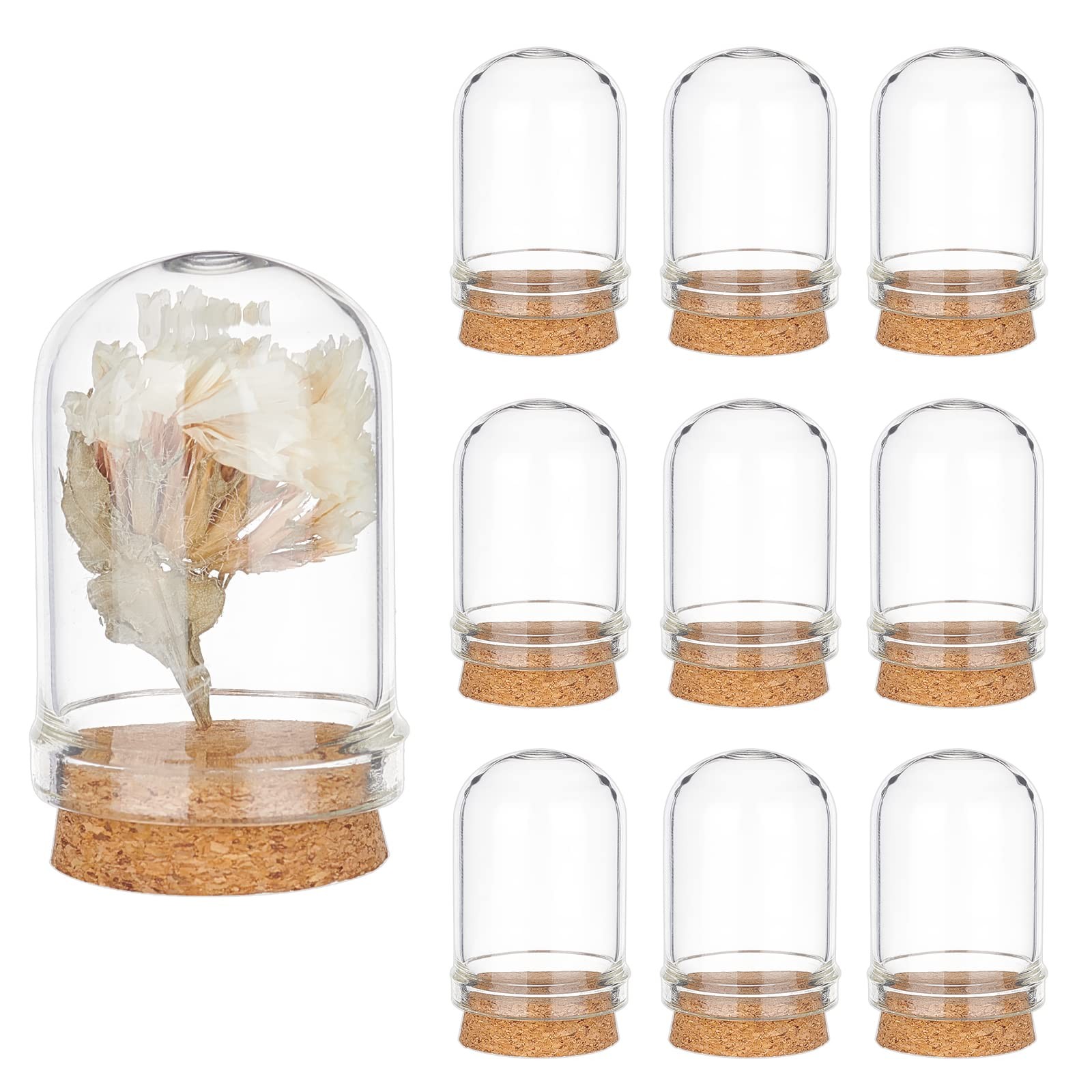PH PandaHall 10pcs Cloche Bell Jar, Display Dome with Cork 0.8x1.4", Clear