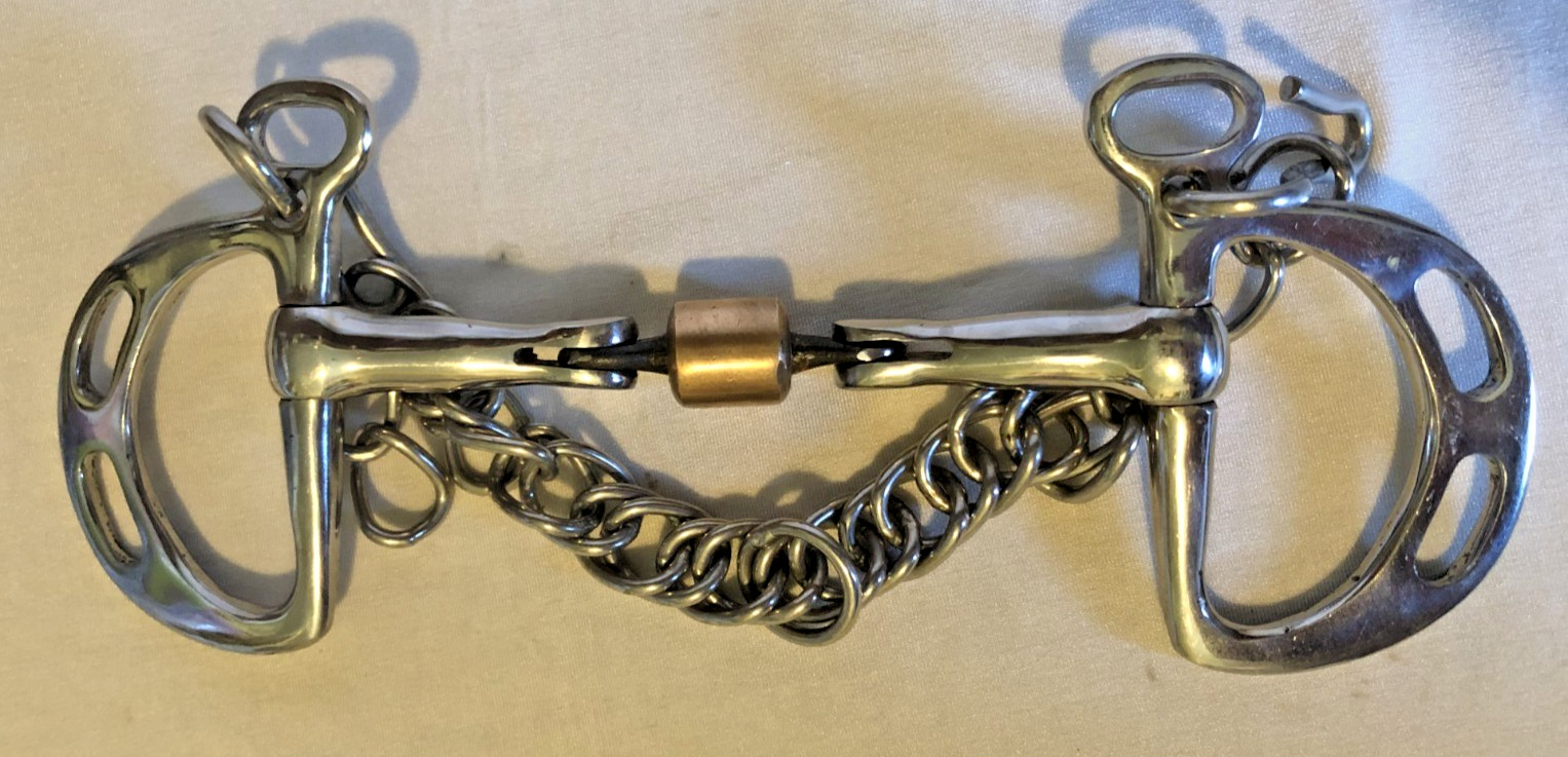 5" Kimberwick Bit with HINGED Copper roller and curb chain