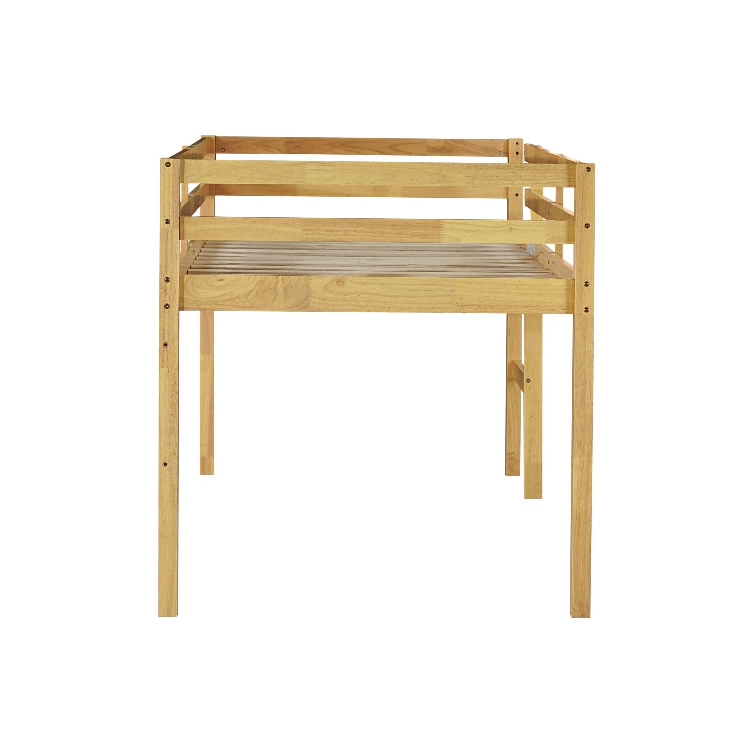 Twin Size Wooden Loft Bed Frame w/ Ladder & Strengthened Slats for Kids Teens
