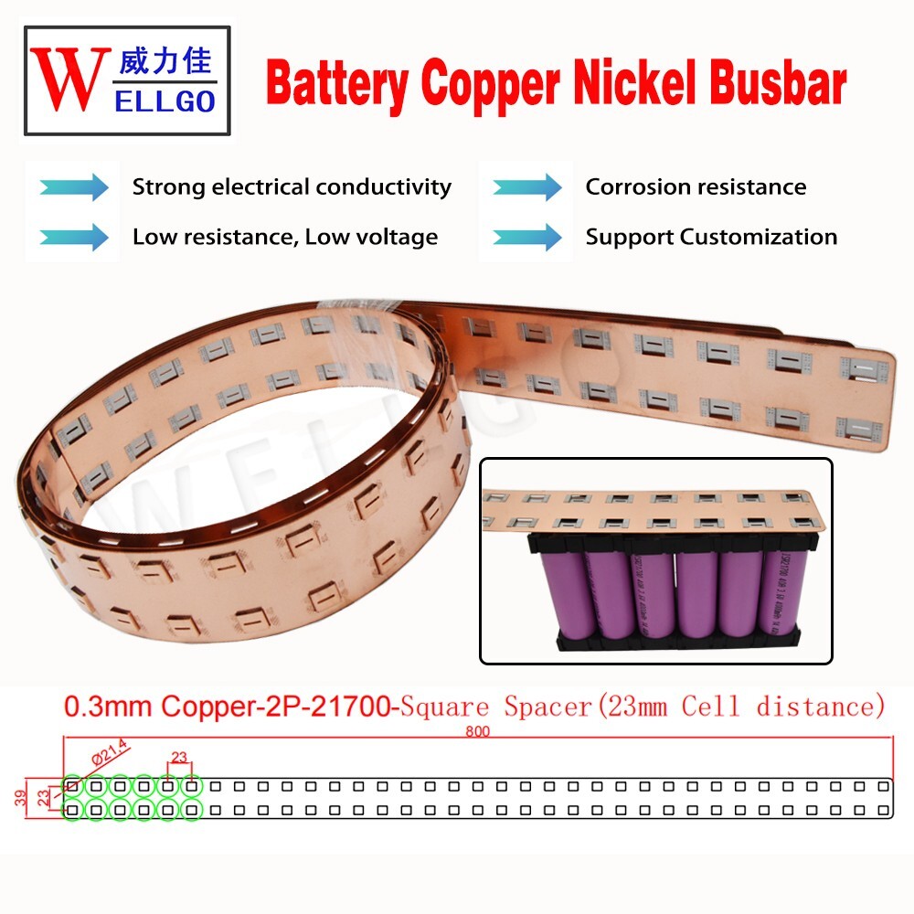 3PCS 31.5" 2P 21700 Battery Busbar Copper Nickel Strip Tape Customizable