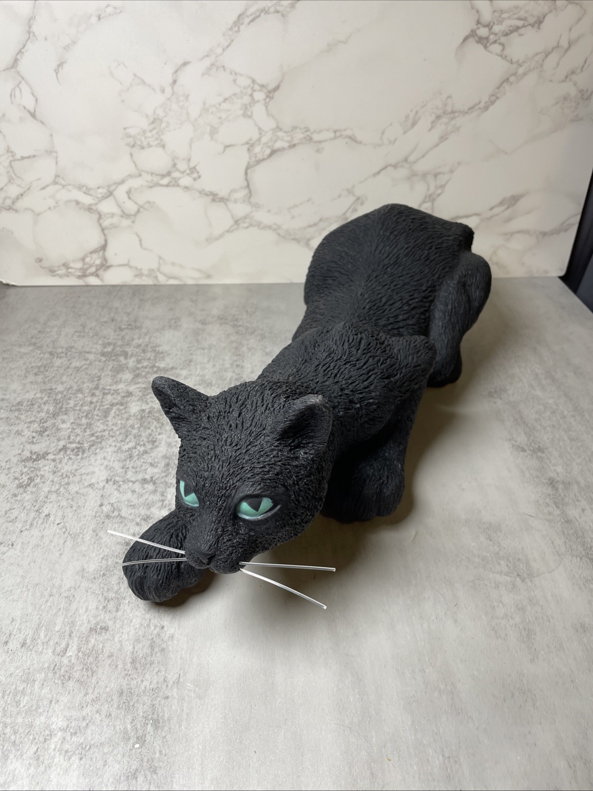 Realistic Rubber Black Cat Halloween Decor 16" Figurine Statue Easter Unlimited