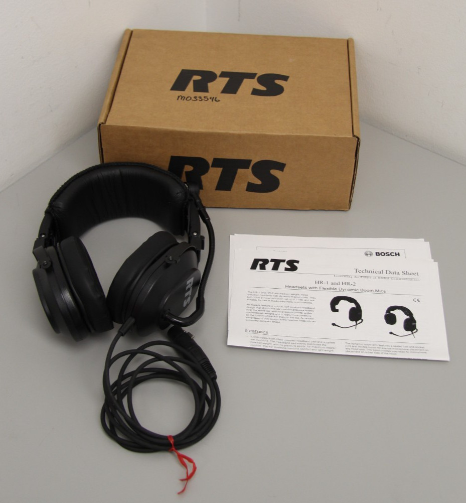 Brand New RTS/Telex HR-2 Double-Ear Headset With A4F Connector