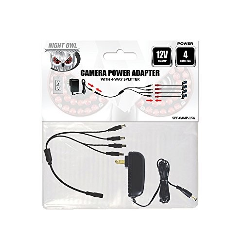 Night Owl Security Camera Power Adapter with 4-Way Splitter black