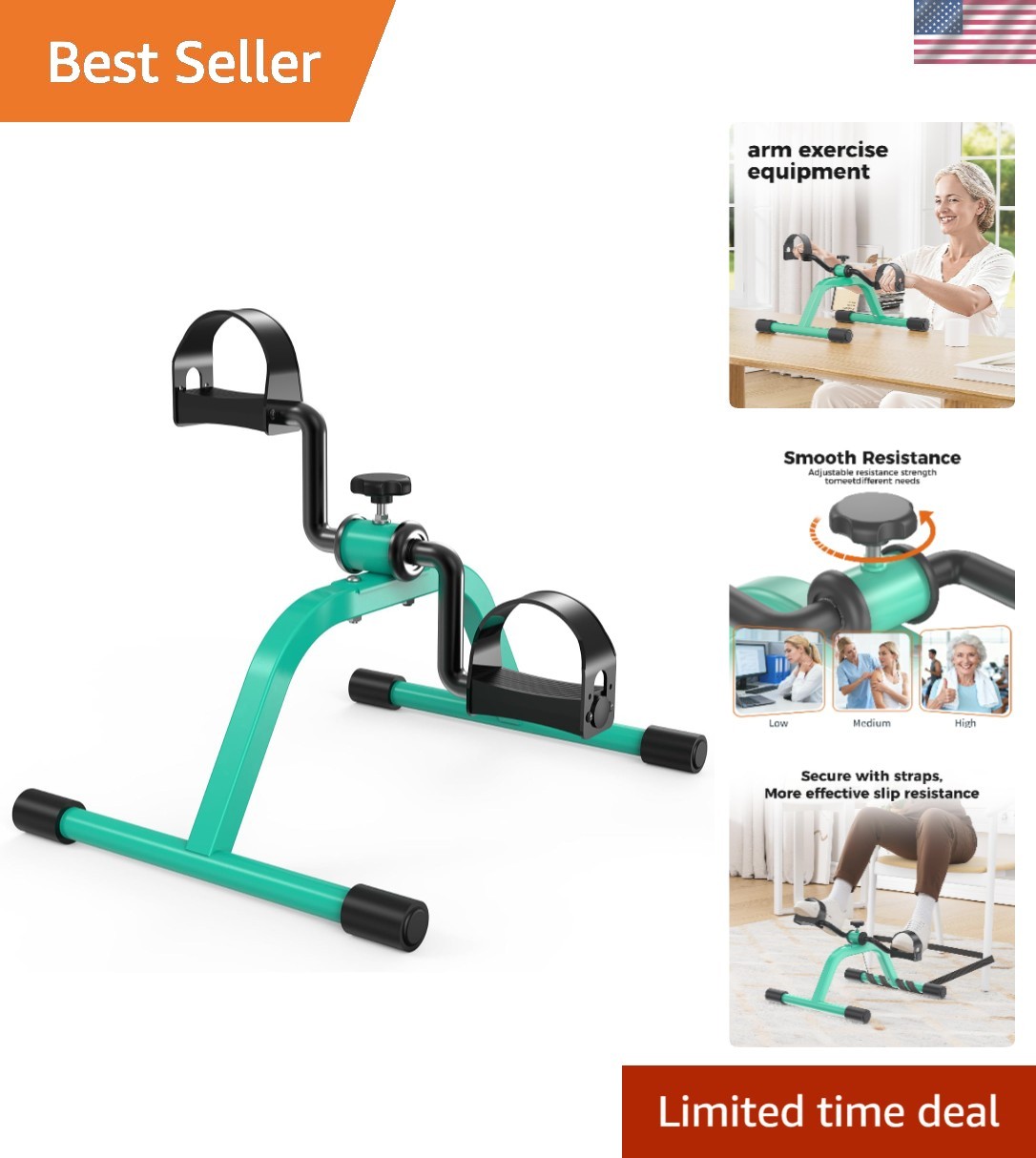 Pedal Exerciser Mini Exercise Bike for Leg and Arm Recovery Exercise Lightwei...