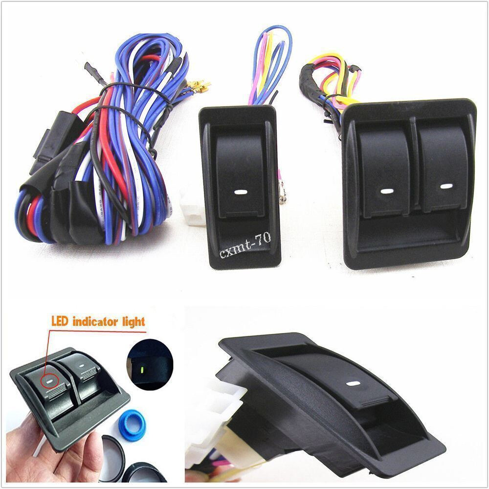 Electric Power Window Master Control Switch with Wiring Harness Universal Fit