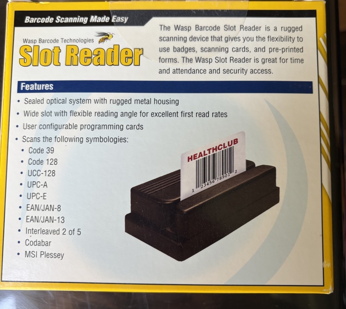 Wasp WSR-455 Barcode Slot Reader Decoded Scanner PS/2 Connectivity