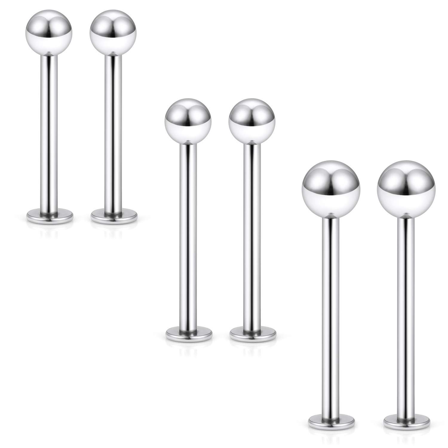 16G 316L Stainless Steel Labret Cheek Tongue Rings Barbell Body Piercing Jewe...