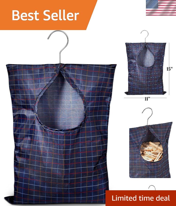 Multi-Purpose Clothespin Bag - 100 Count, Stylish Tartan, Water Resistant