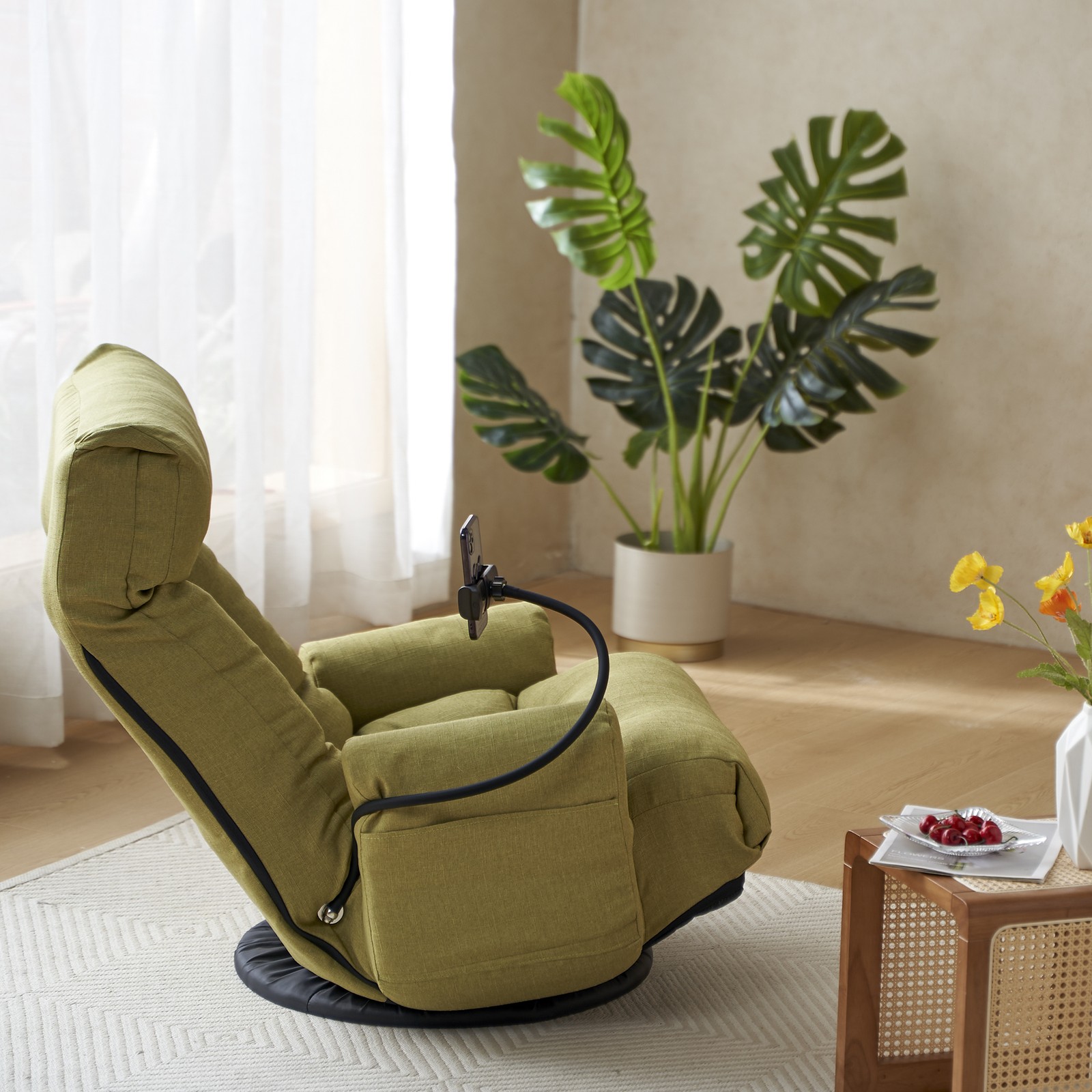 Adjustable Lounge Sofa Chair 360 Rotatable Recliner Green