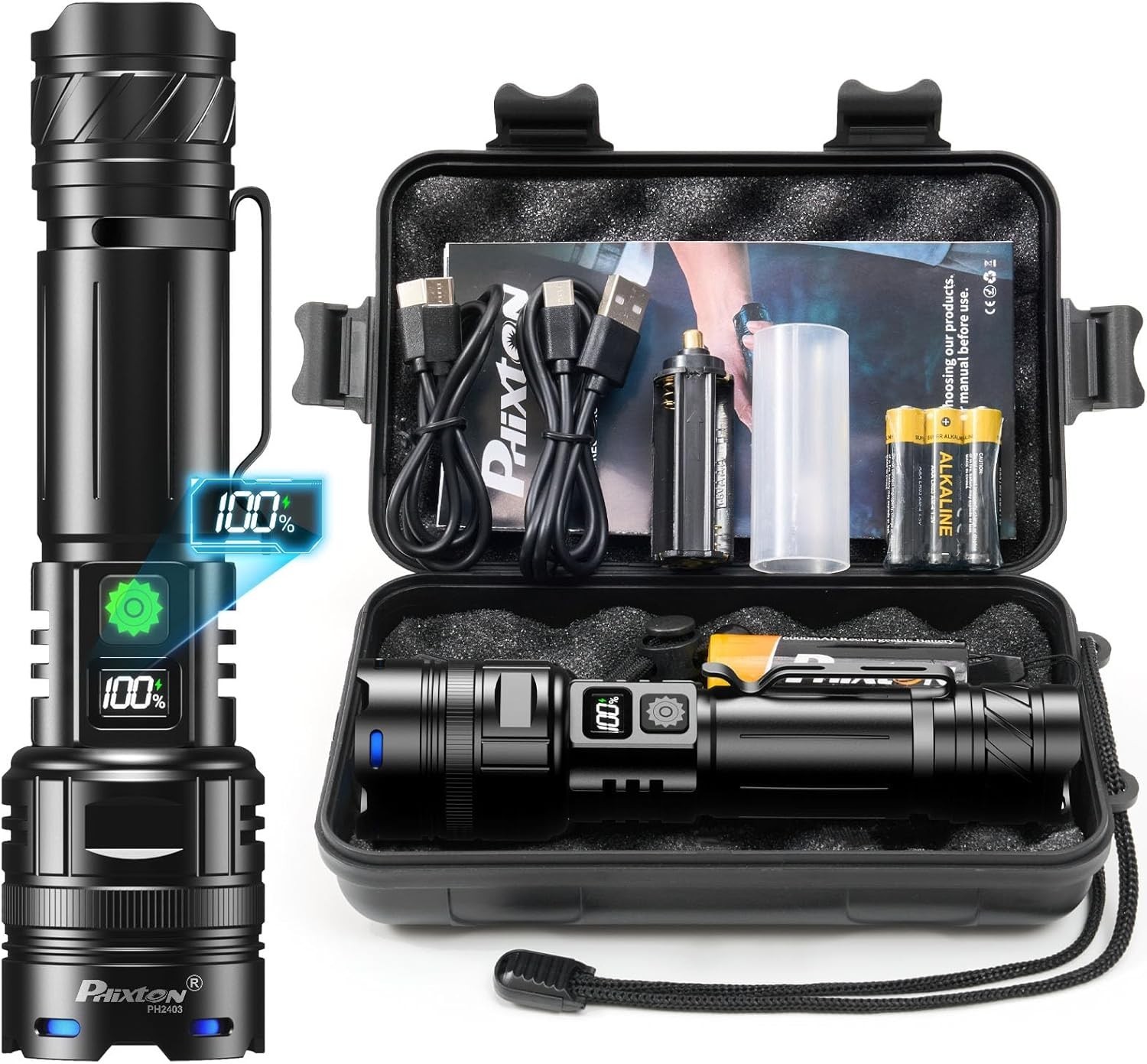 Rechargeable Flashlights 1000000 High Lumens Single One Mode Super Bright, High