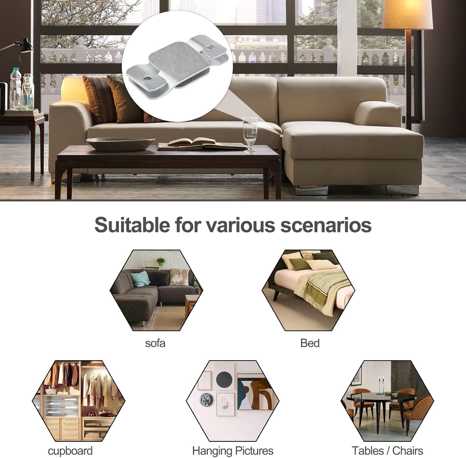 Interlocking Sectional Couch Connectors - 12 Clips with Easy Installation Screws