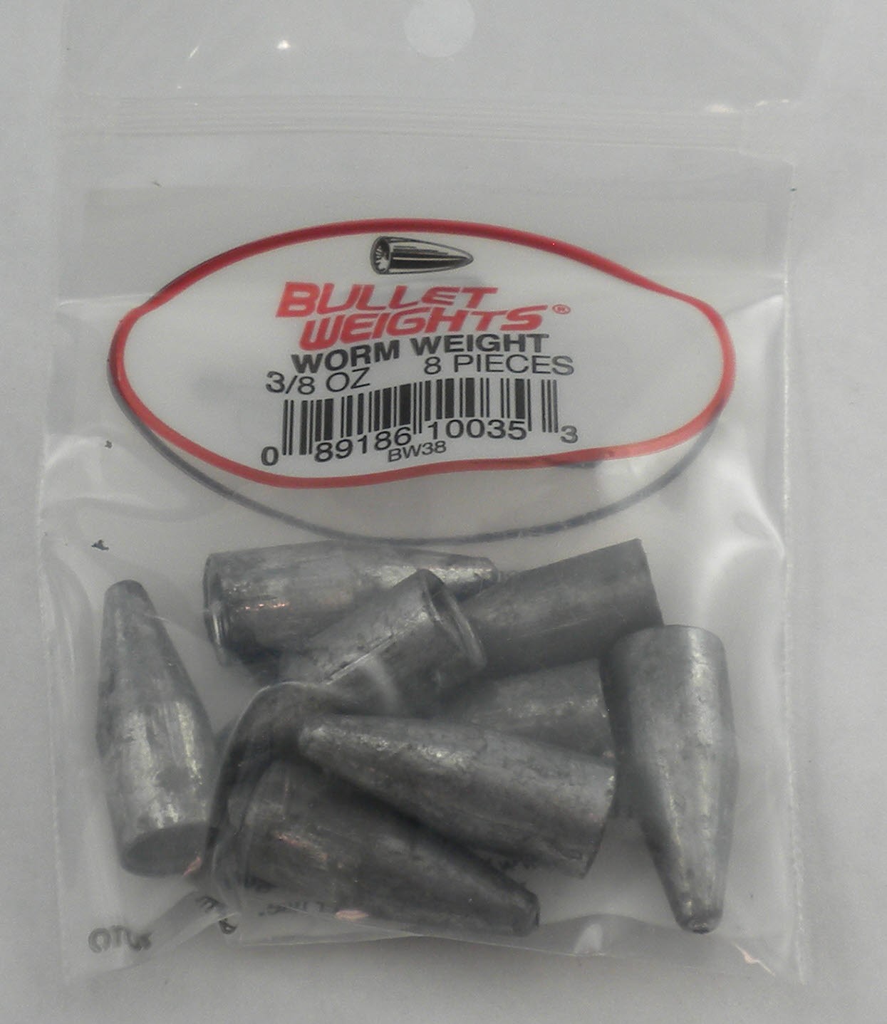 Bullet Weights BW38 3/8 oz Concave Worm Lead 8CT