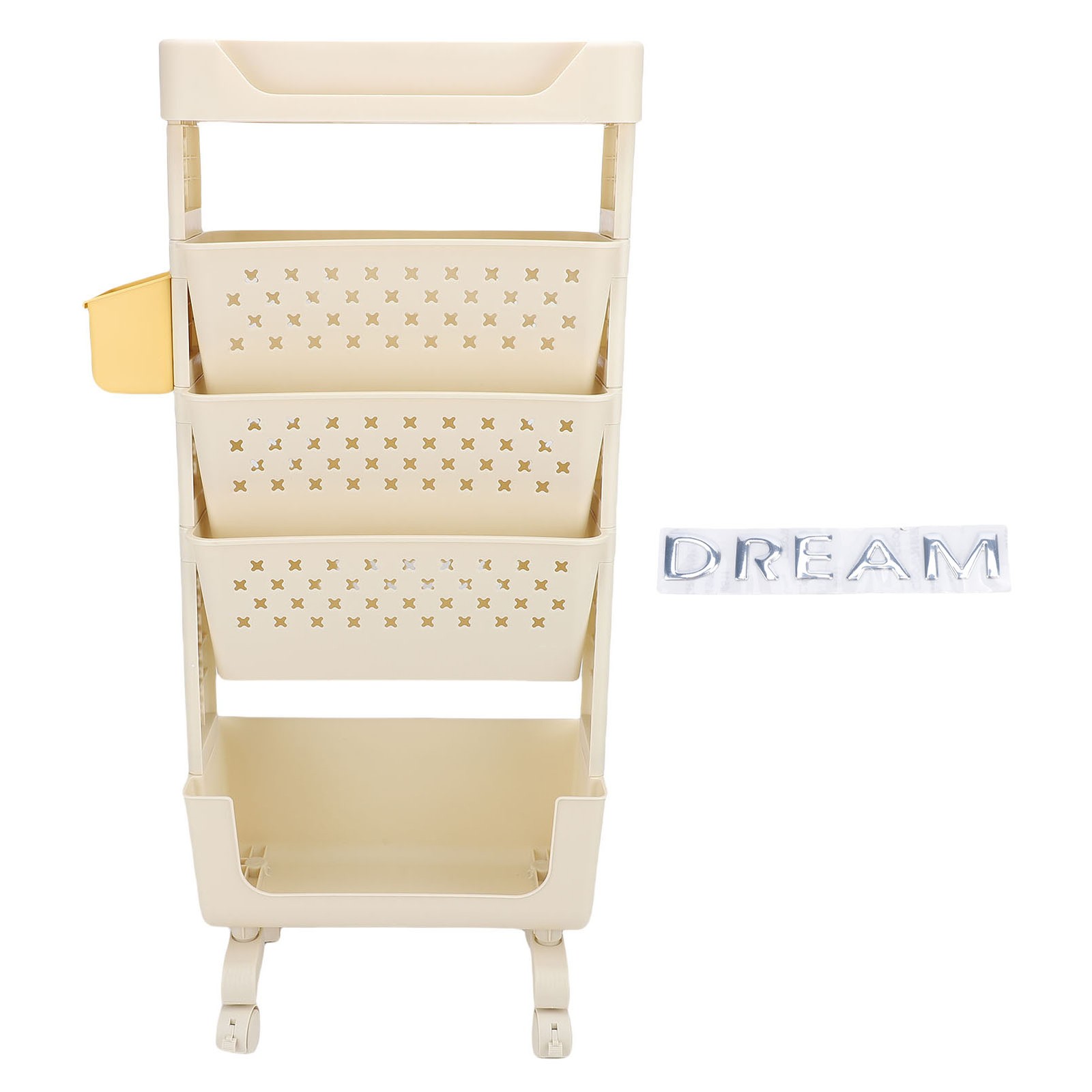 Rolling Book Cart 5 Tier Multi Functional Movable Storage Book Rack White