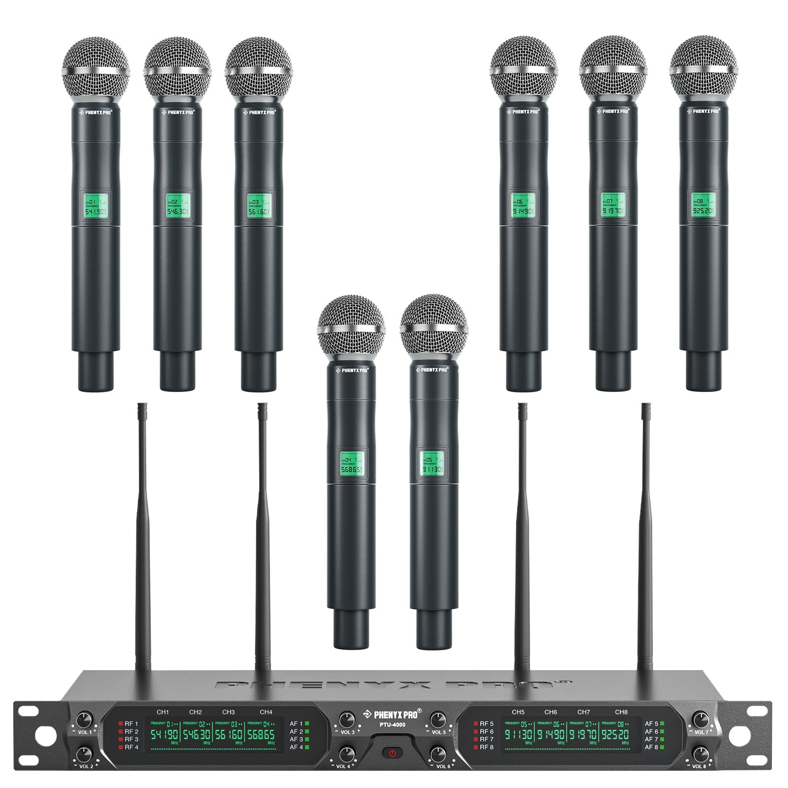 Phenyx Pro 8 Channel UHF Wireless Mic System PTU 4000 8H