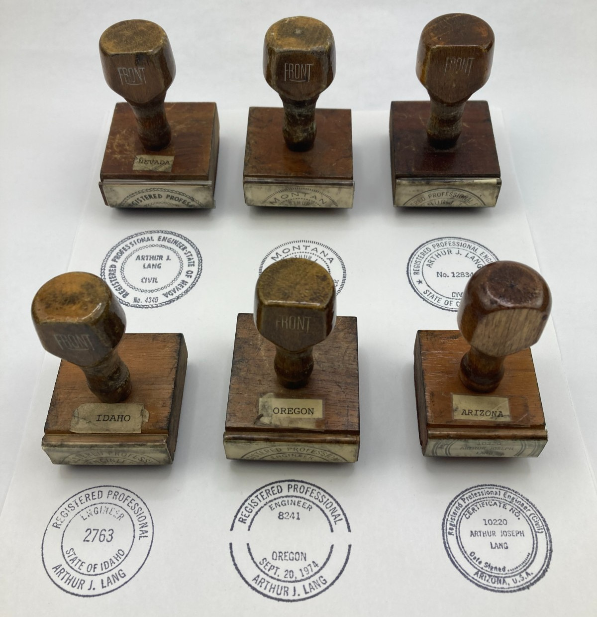 VTG Professional Engineer Wooden Rubber Ink Stamp Seal Lot (6) Nevada Oregon etc