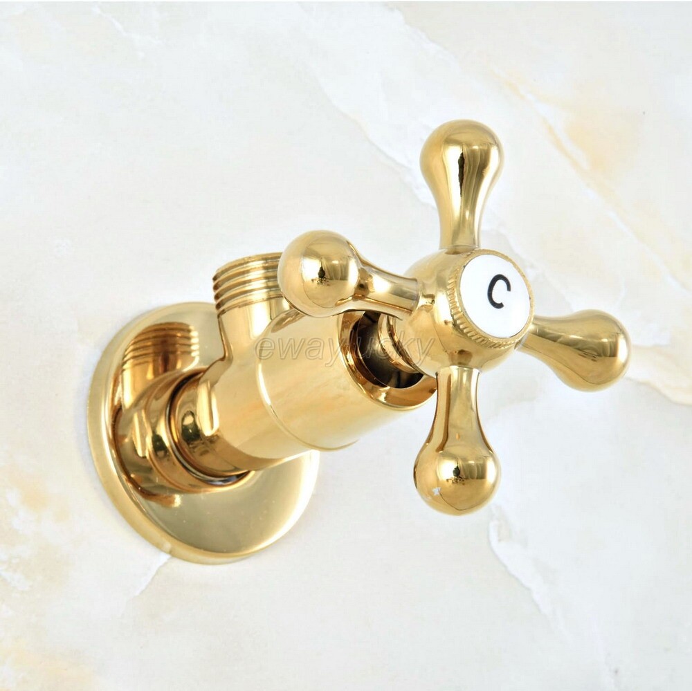 1pcs  Gold Color Brass 1/2"malex 1/2" male Brass Bathroom Angle Stop Valve
