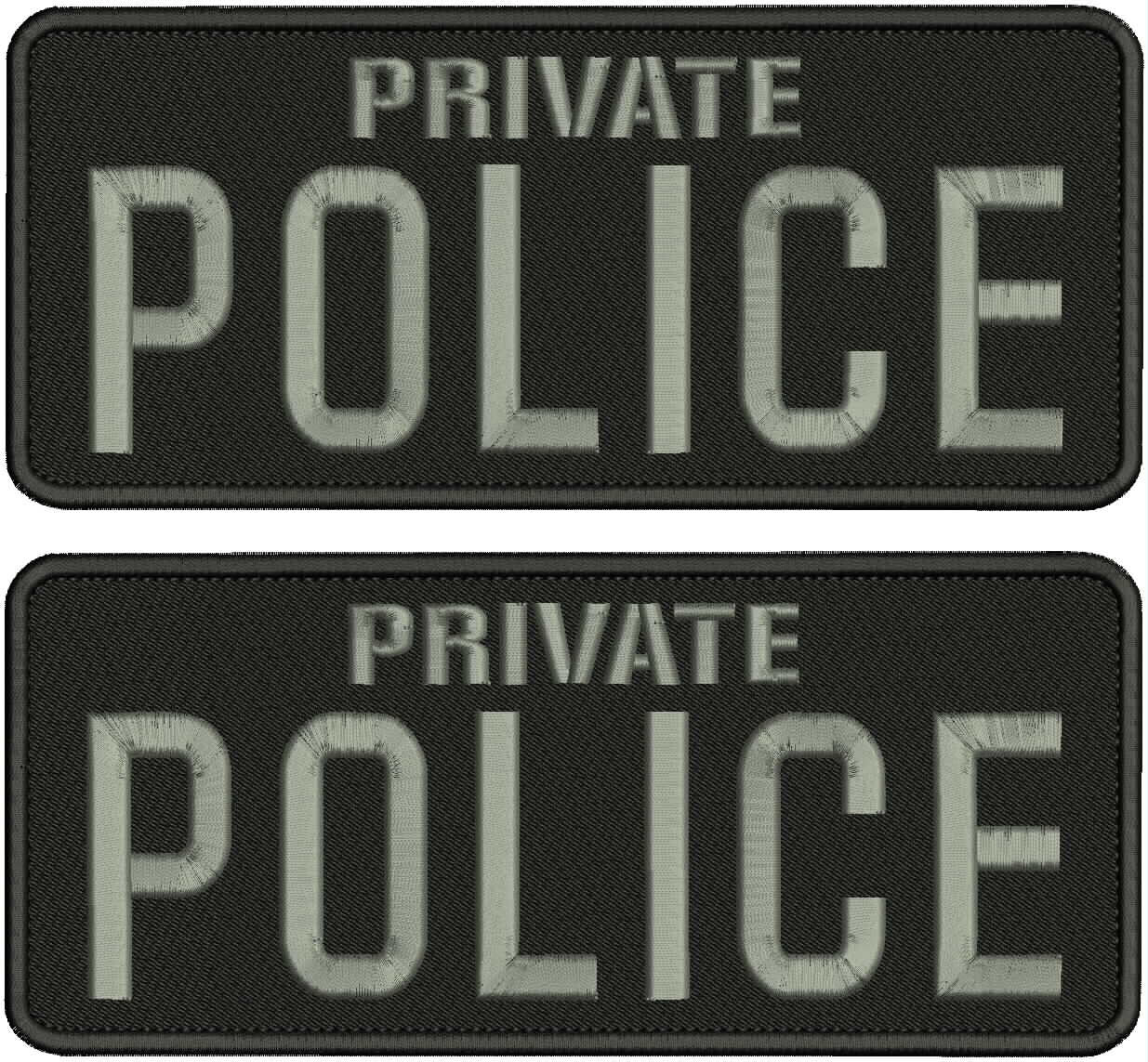 PRIVATE POLICE EMBROIDERY PATCH 4X10  HOOK ON BACK gray on black