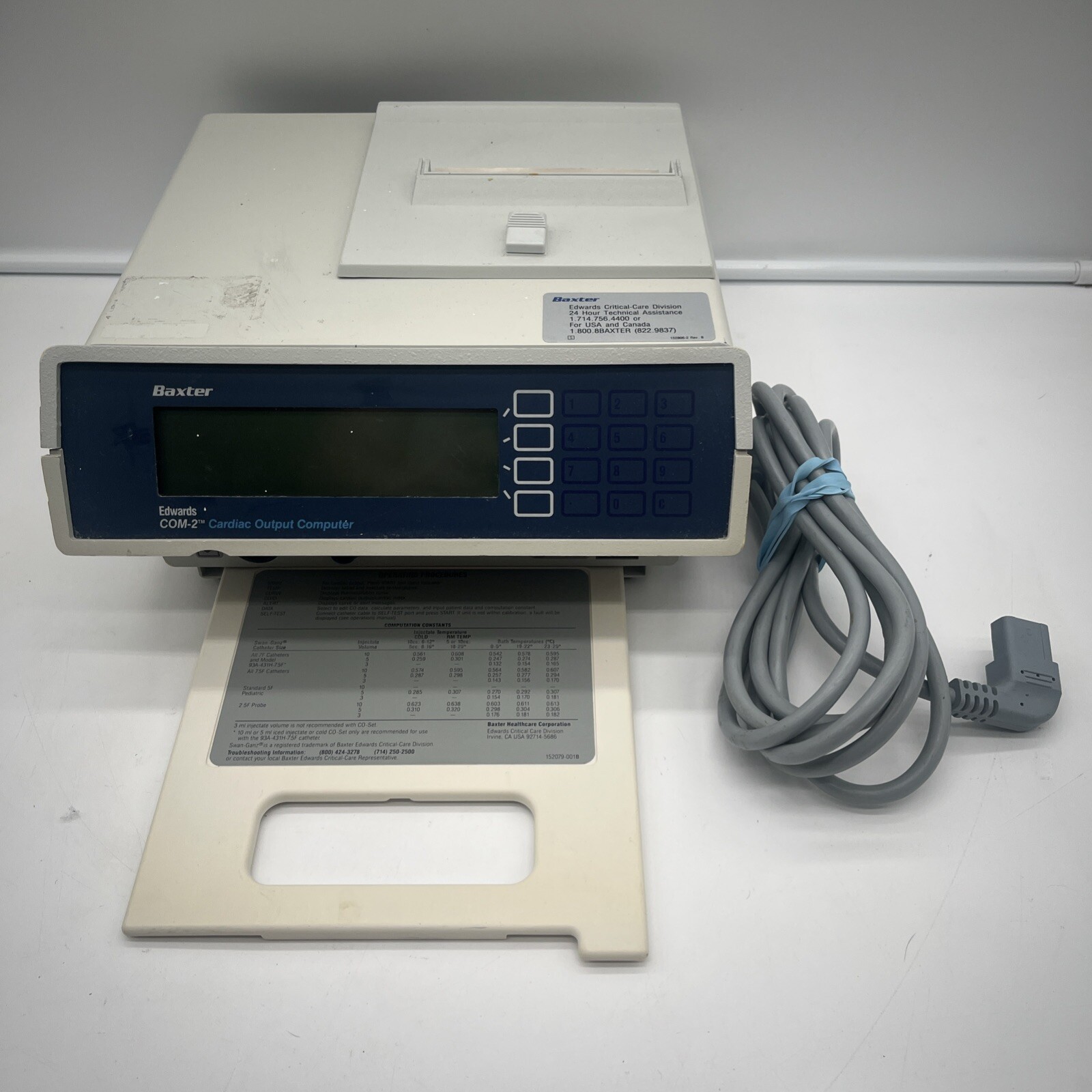 Baxter Edwards COM-2 Cardiac Output Computer / Untested