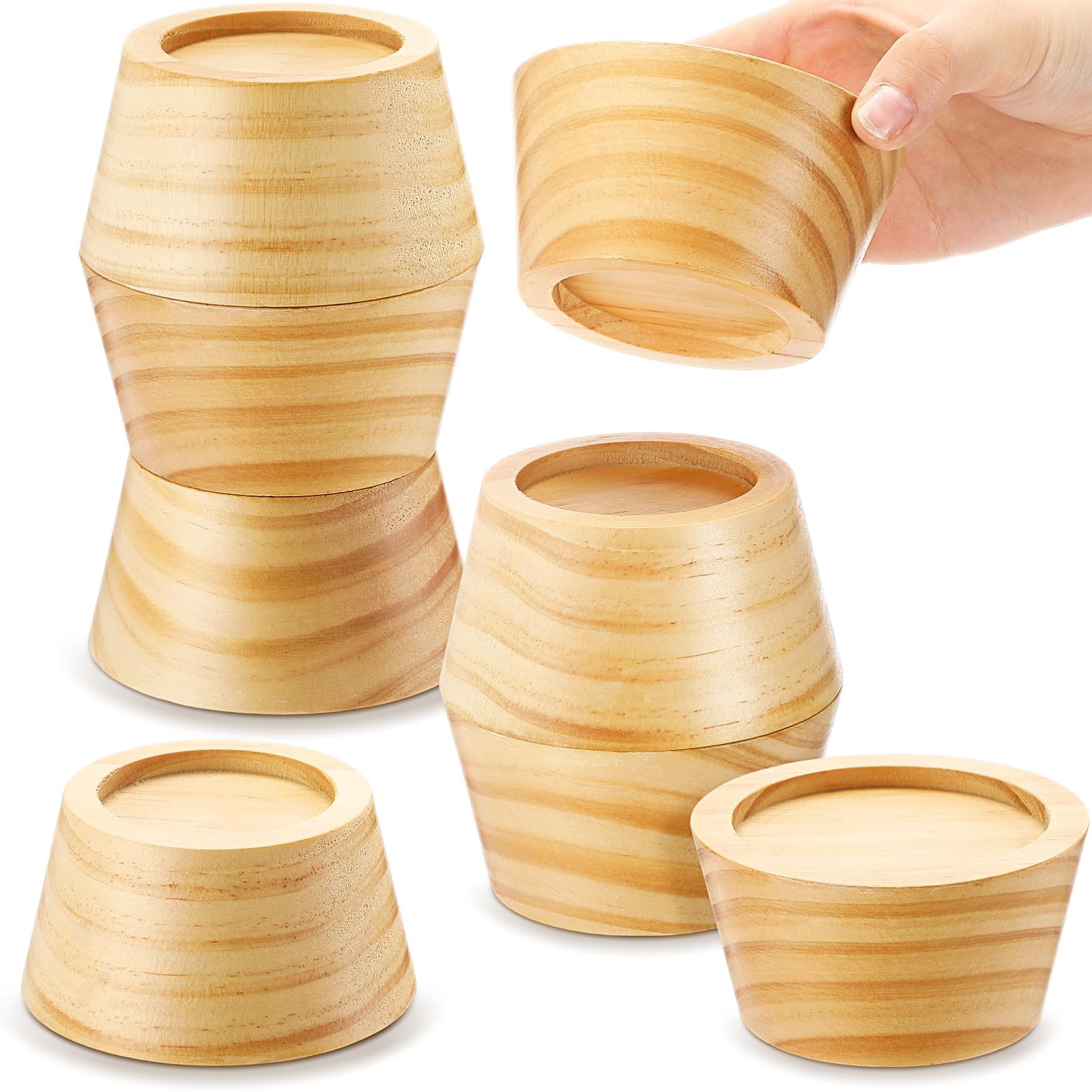 8 PCS Solid Wood Furniture Risers 2 Inch Heavy Duty Round Bed Lifts Natural