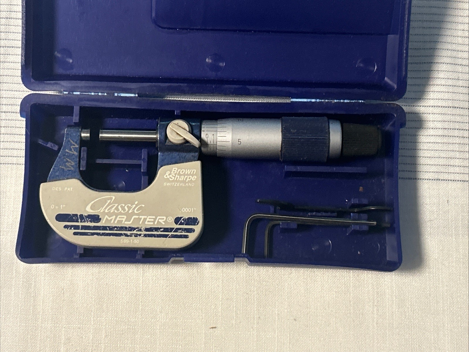 Vtg Brown & Sharpe Switzerland Convertible Thimble Micrometer Case & Paperwork