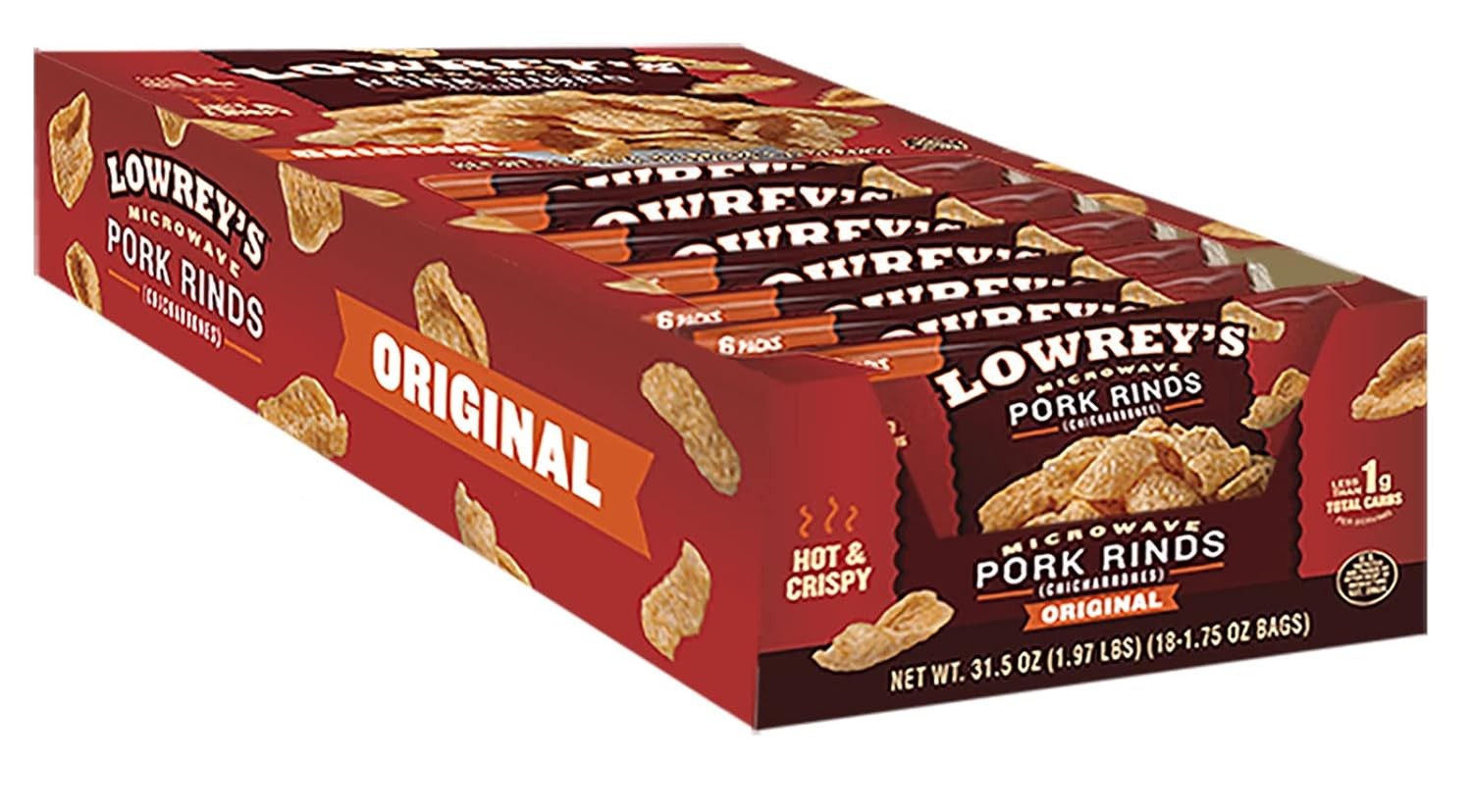 Lowrey's Bacon Curls Microwave Pork Rinds (Chicharrones), Original, 1.75...