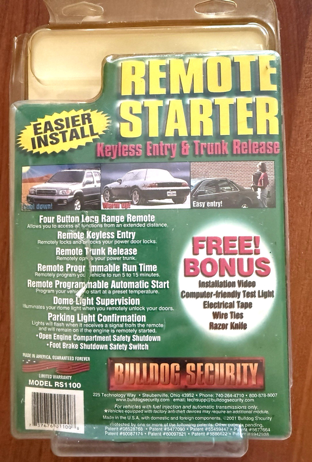 Bulldog Security Remote Vehicle Starter System RS1100 Long Range