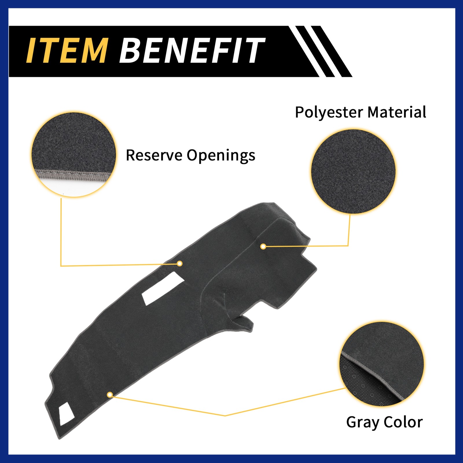 Dash Cover for Ford for Ranger 1989-94 Non-Slip Dash Cover Mat Pad Gray