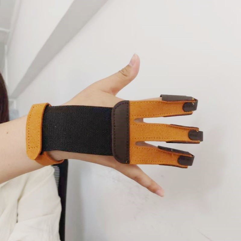 PMZ Archery Three Finger Suede Leather Glove Finger Guard for Recurve Bow
