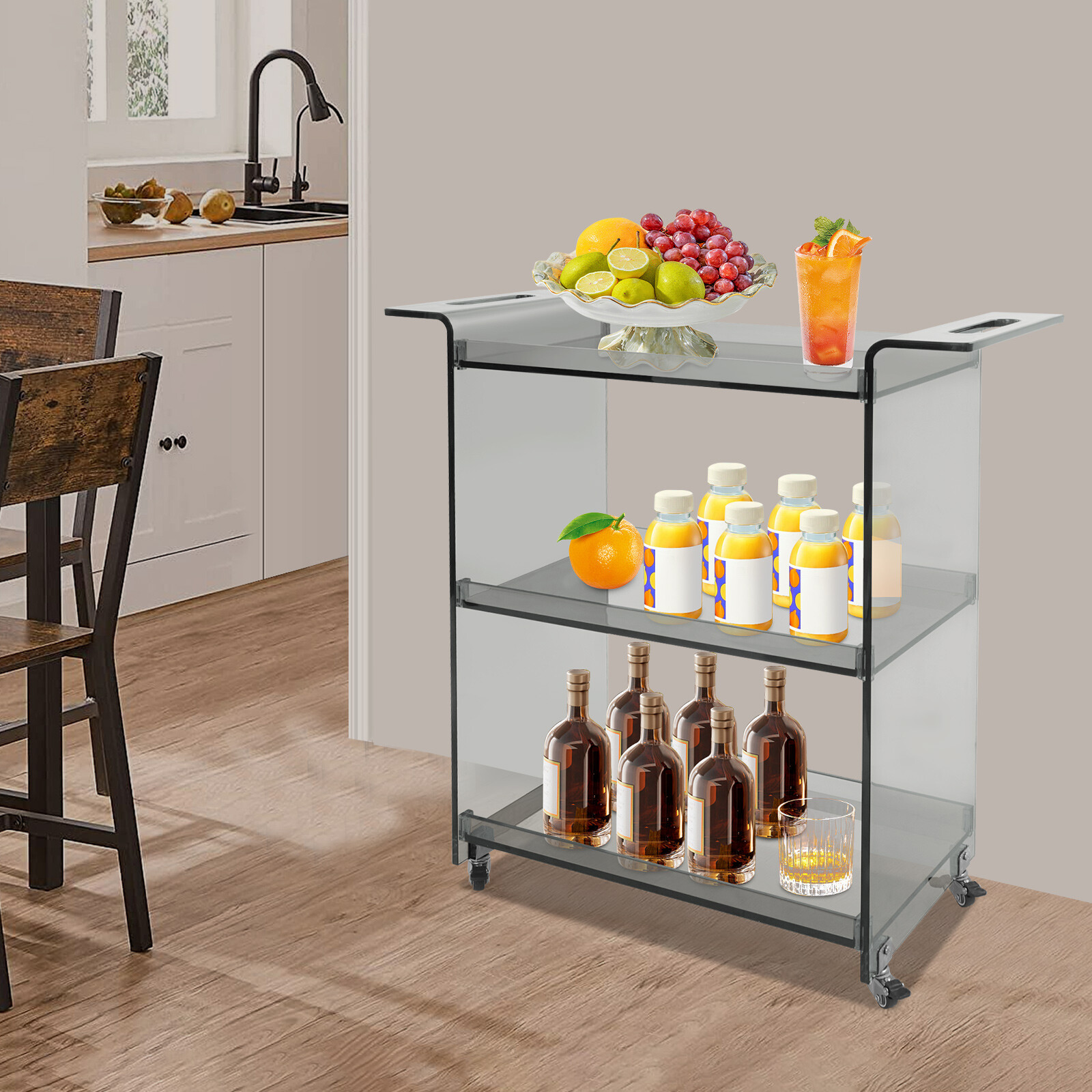 PC Cart with Wheels, Rolling Serving Cart, Mobile PC Rolling Cart