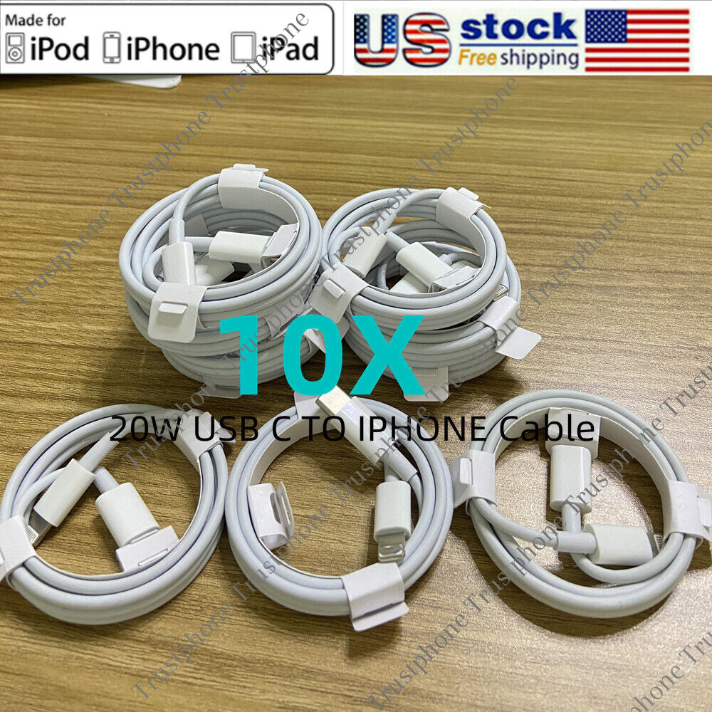 Bulk Lot PD Fast Charger USB-C to iPhone Cable 6ft 3ft For Apple 14 13 12 8 Cord
