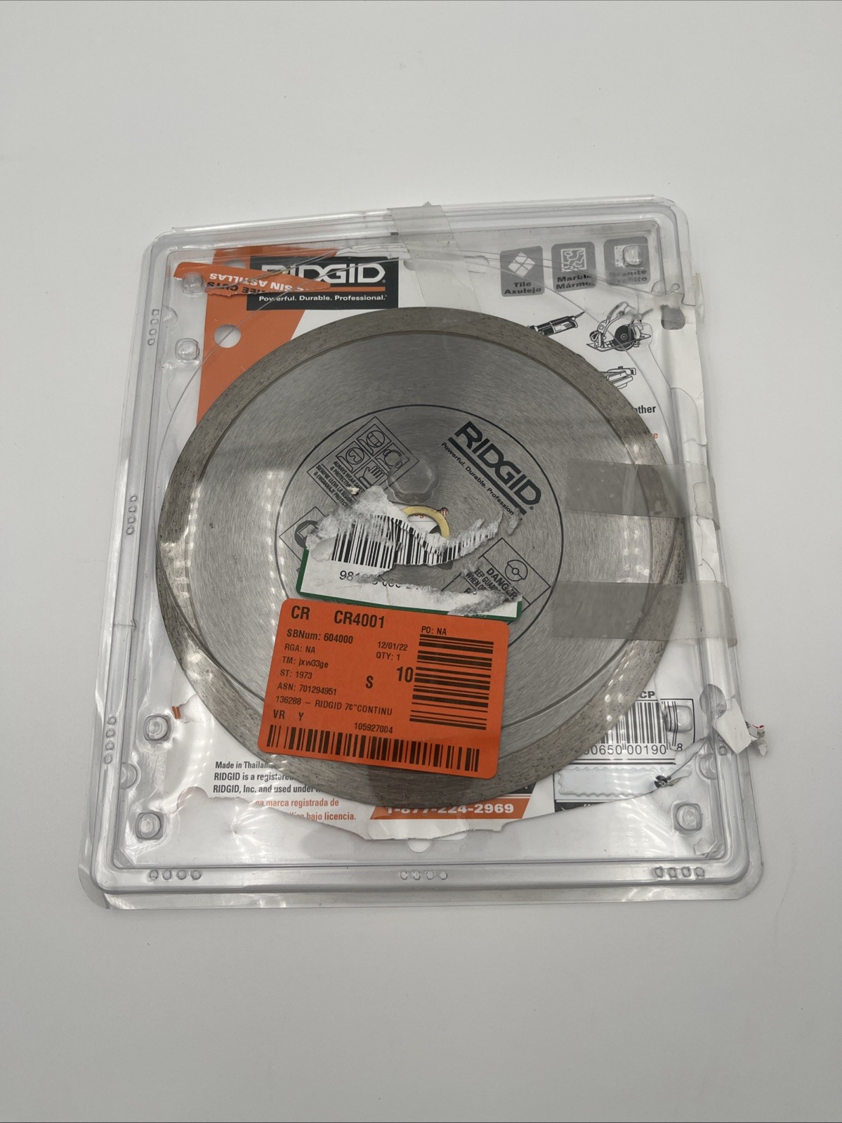 RIDGID 7" Continuous Diamond Blade HD-CT70CP  **LIGHTLY USED**