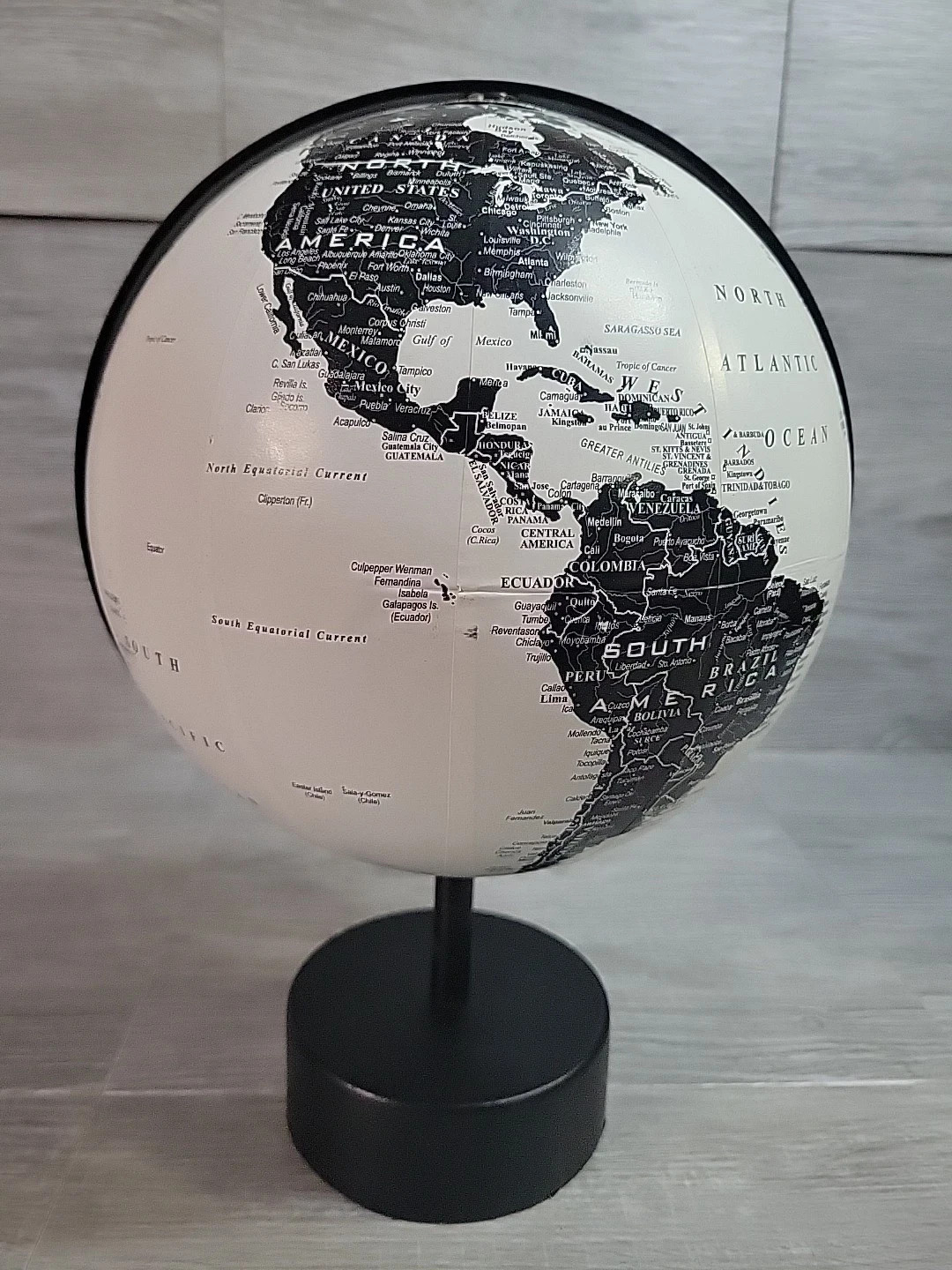 Decorative World Globe Black And White Home Office 12" Tall