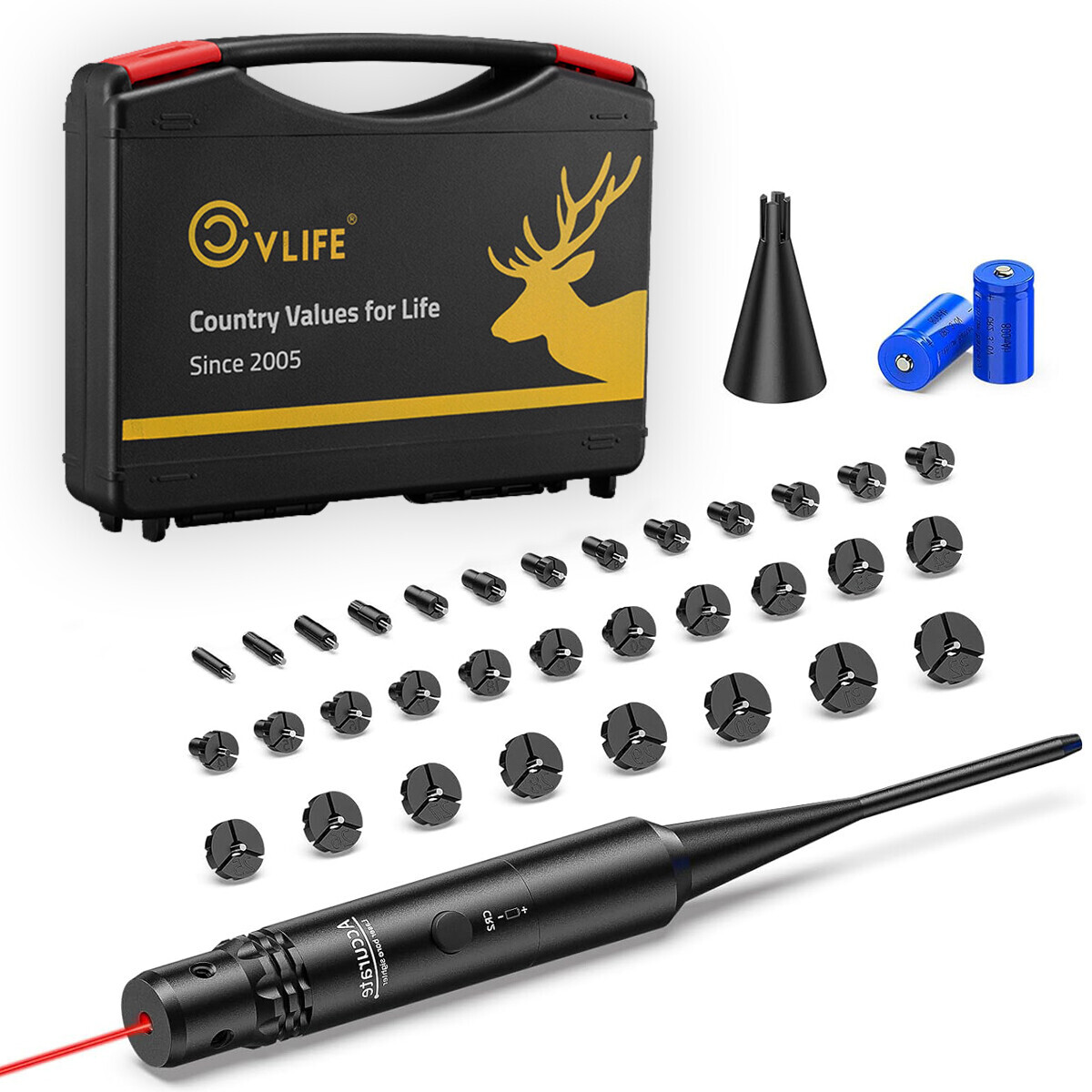 Professional Laser Bore Sight Kit w/ 32 Adapters Upgraded Red/Green Bore Sighter