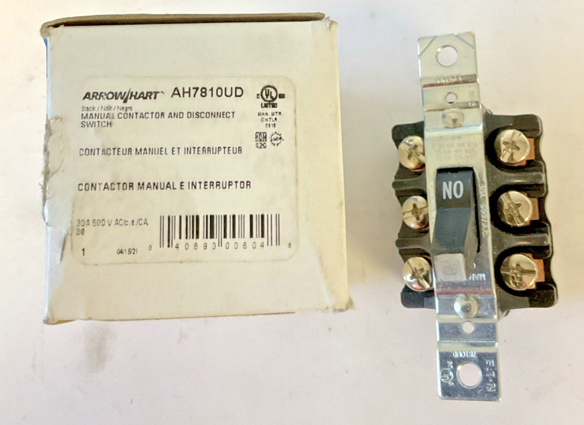 EATON AH7810UD MANUAL CONTACTOR AND DISCONNECT SWITCH 30A 600VAC