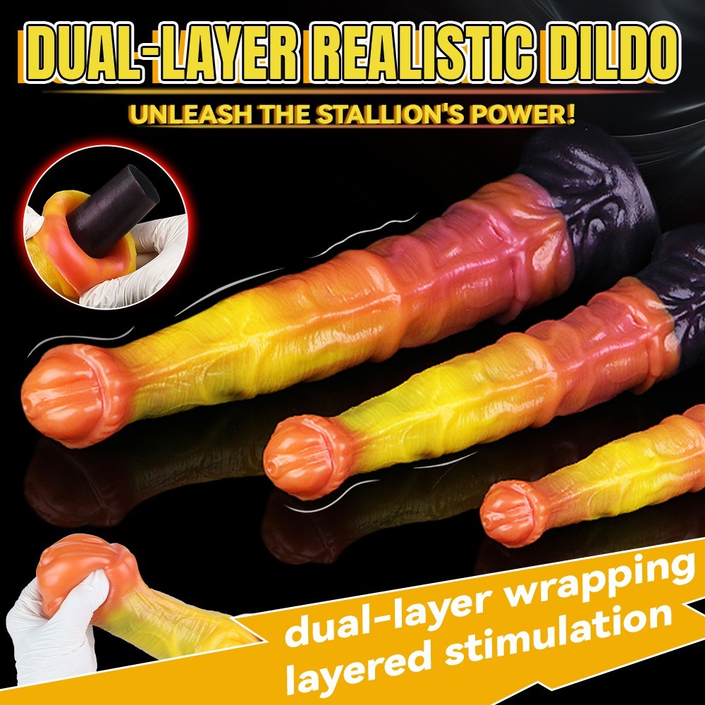 Long Fantasy Dildo Creature Dual-layer Silicone Penis G-spot Vagina&Anal Sex Toy