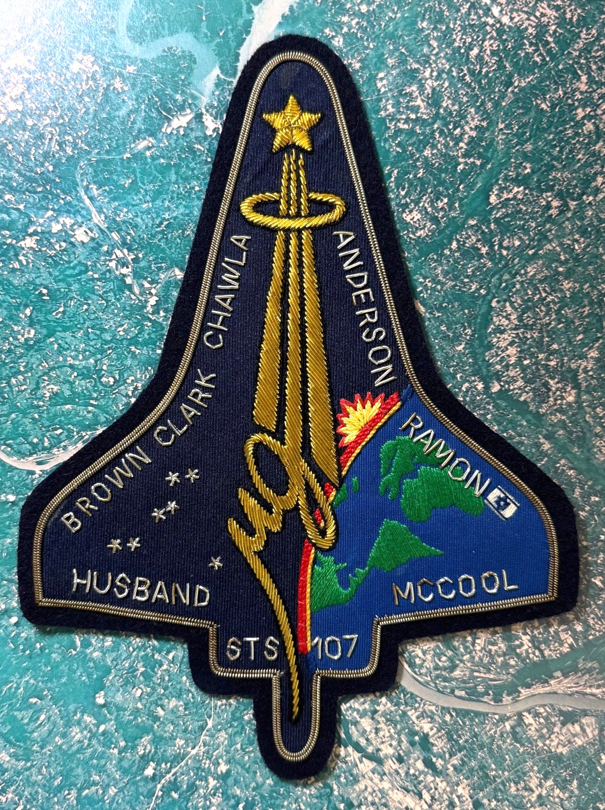 STS-107 COLUMBIA MISSION EMBLEM 6 x 8 BULLION PATCH LIMITED QUANTITY PRODUCED