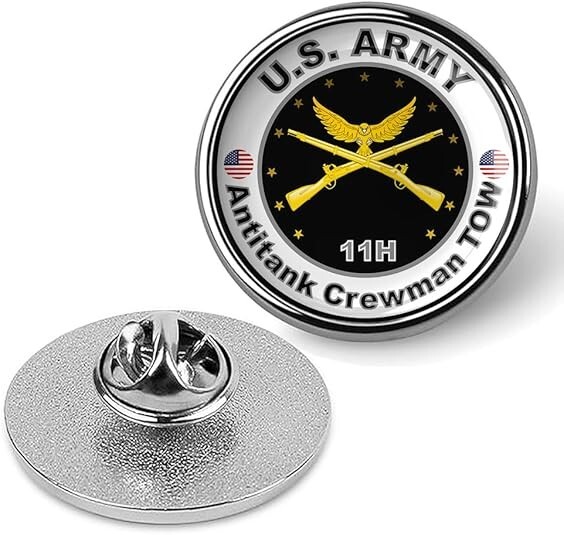 United States Army Antitank Crewman Tow Tie Suit Shirt Lapel Pin - Silver