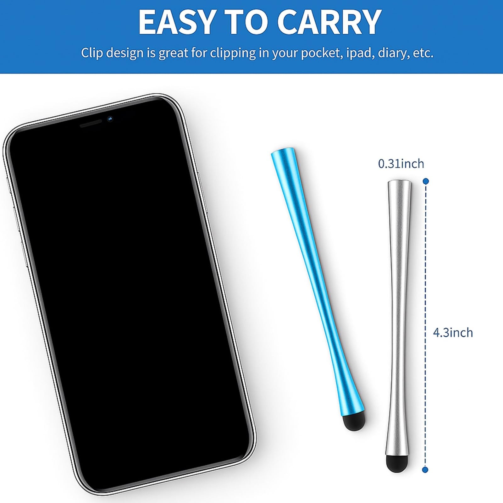 Outus 8 Pcs Slim Waist Stylus Pen for Touchscreen, Multicolour