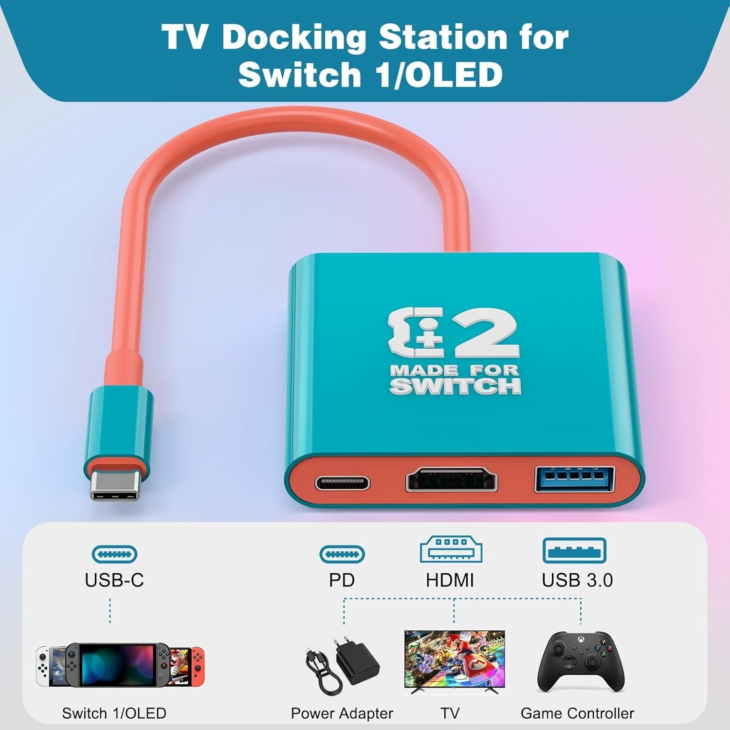 Switch TV Docking Station, Portable Switch TV Dock for Switch 1/OLED/Steam De...