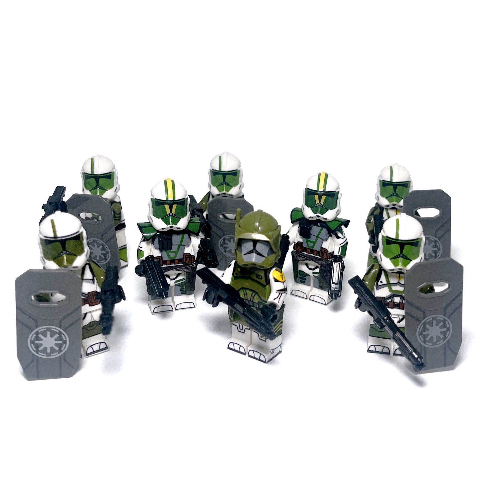 Doom's Unit Clone Troopers Green Minifigures Commander Doom Riot Shield Troopers