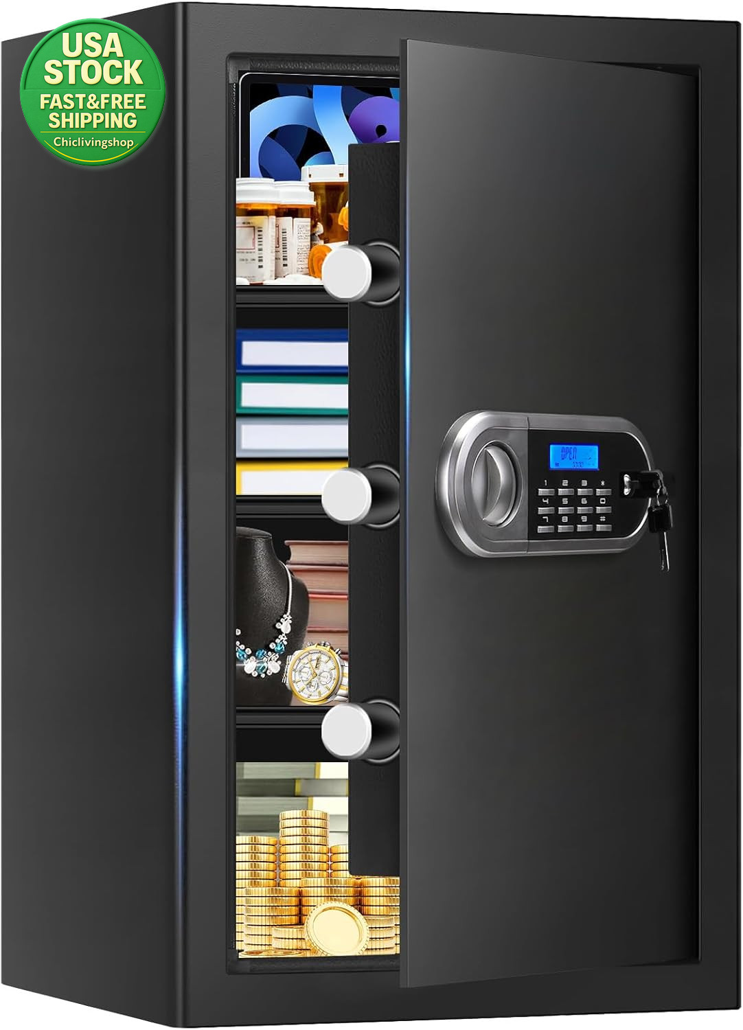 5.2 Cuft Fireproof Water Resistant Anti-Theft Digital Security Safe Box