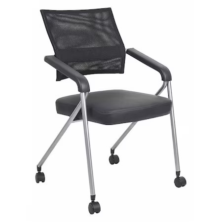 Training Table Chair, Black Seat, Black Back, 23" W 24" L 35" H, Fixed, Vinyl