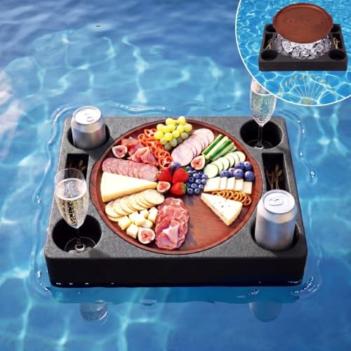 6x3 Floating Refreshment Table Tray for Pool with.8" Charcuterie 1 Black